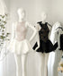 Women Lacey Sleeveless Flounce Mini Dresses